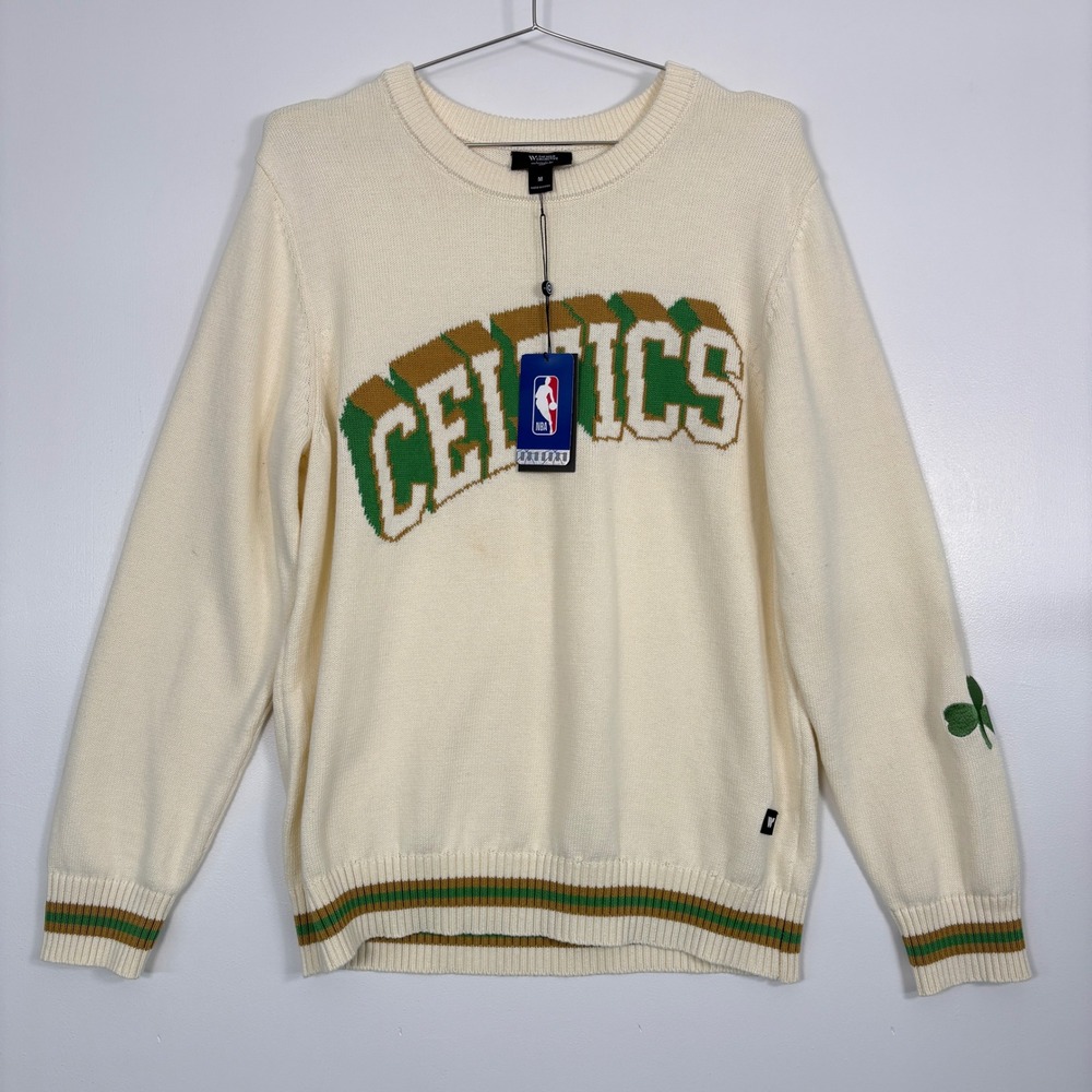 The Wild Collective Men Boston Celtics Sweater M Cream NBA‎ Jacquard TAR286AA